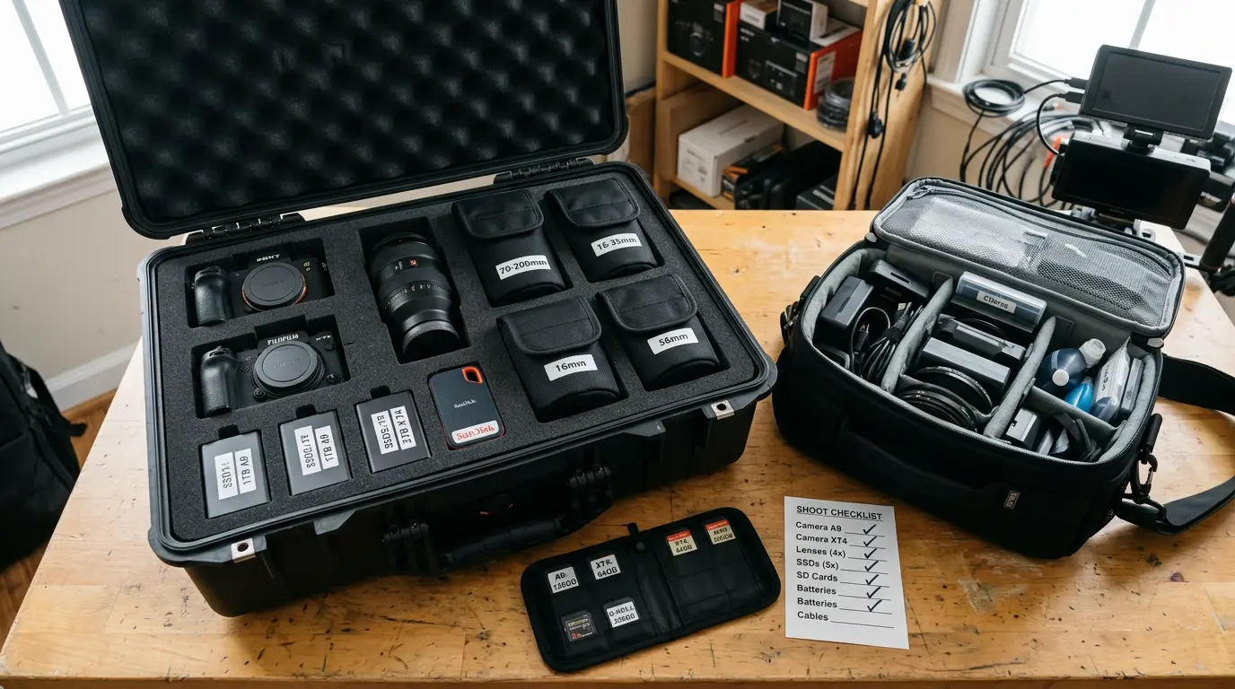 Backup camera bodies and redundant hard drives for wedding videography in Brooklyn