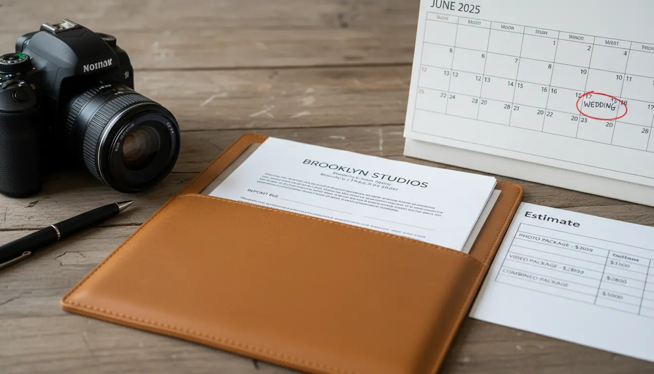 photography and videography booking contract in Brooklyn with calendar and estimate showing photo and video options