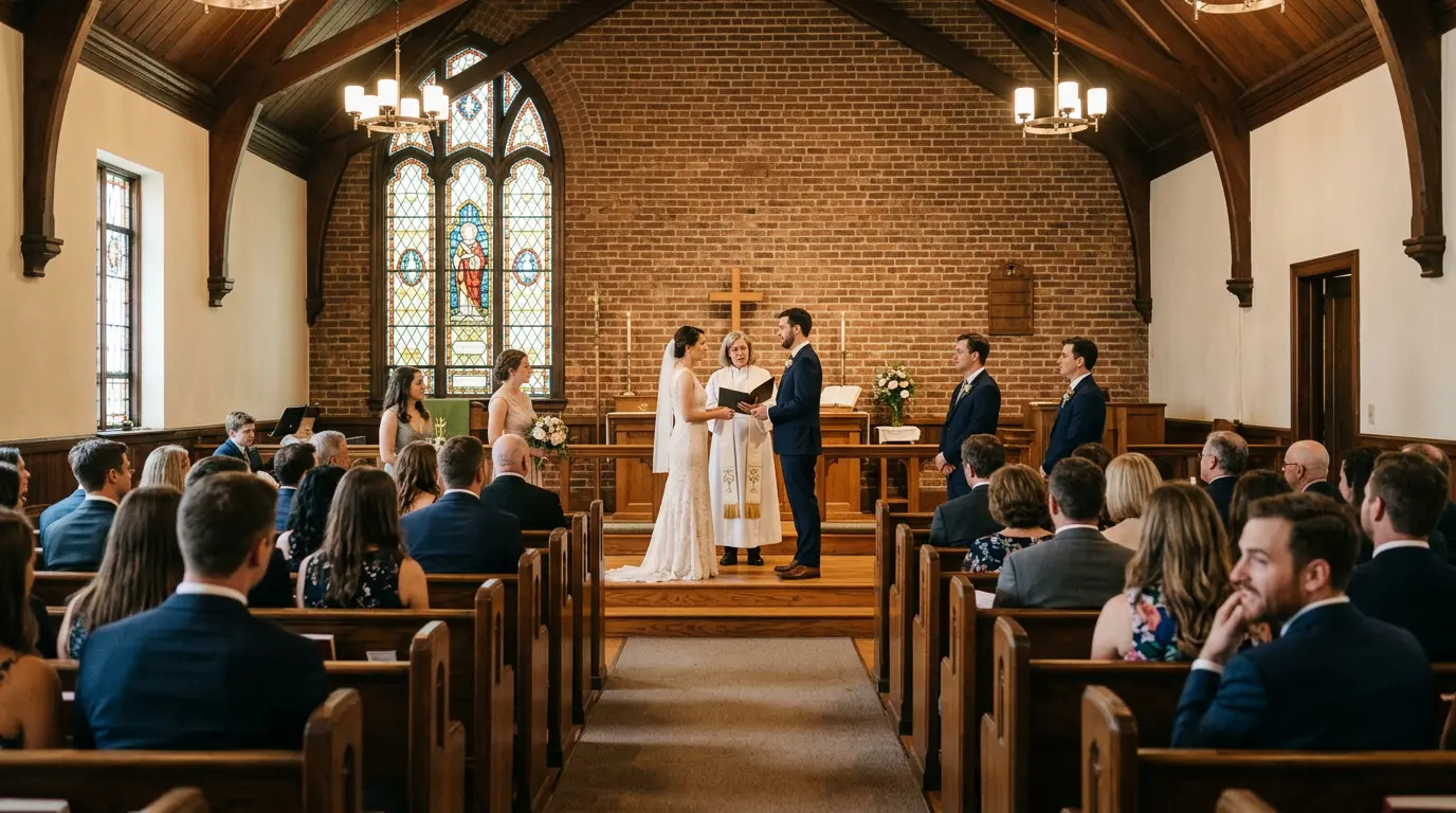 Wedding ceremony photography indoor venue Brooklyn coverage