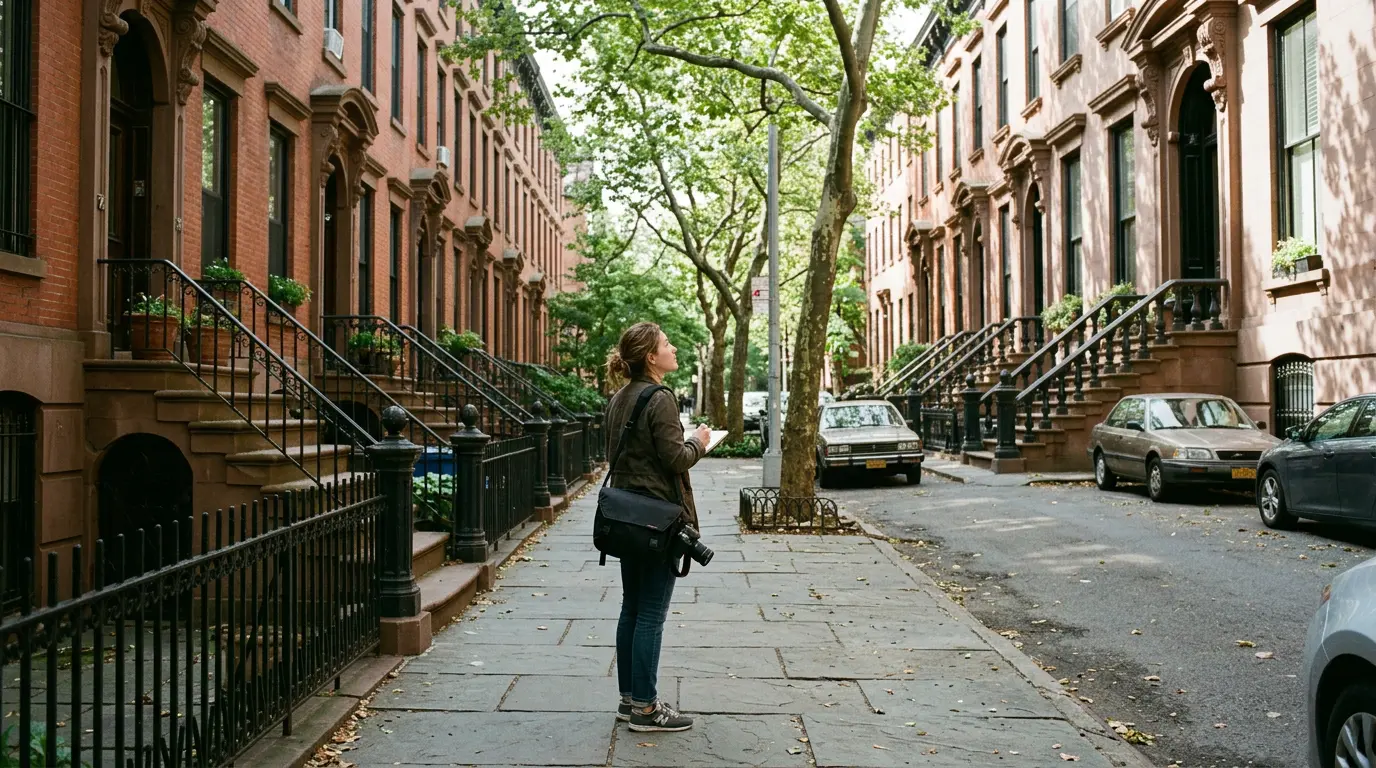Brooklyn photography service photographer on Fort Greene brownstone residential street