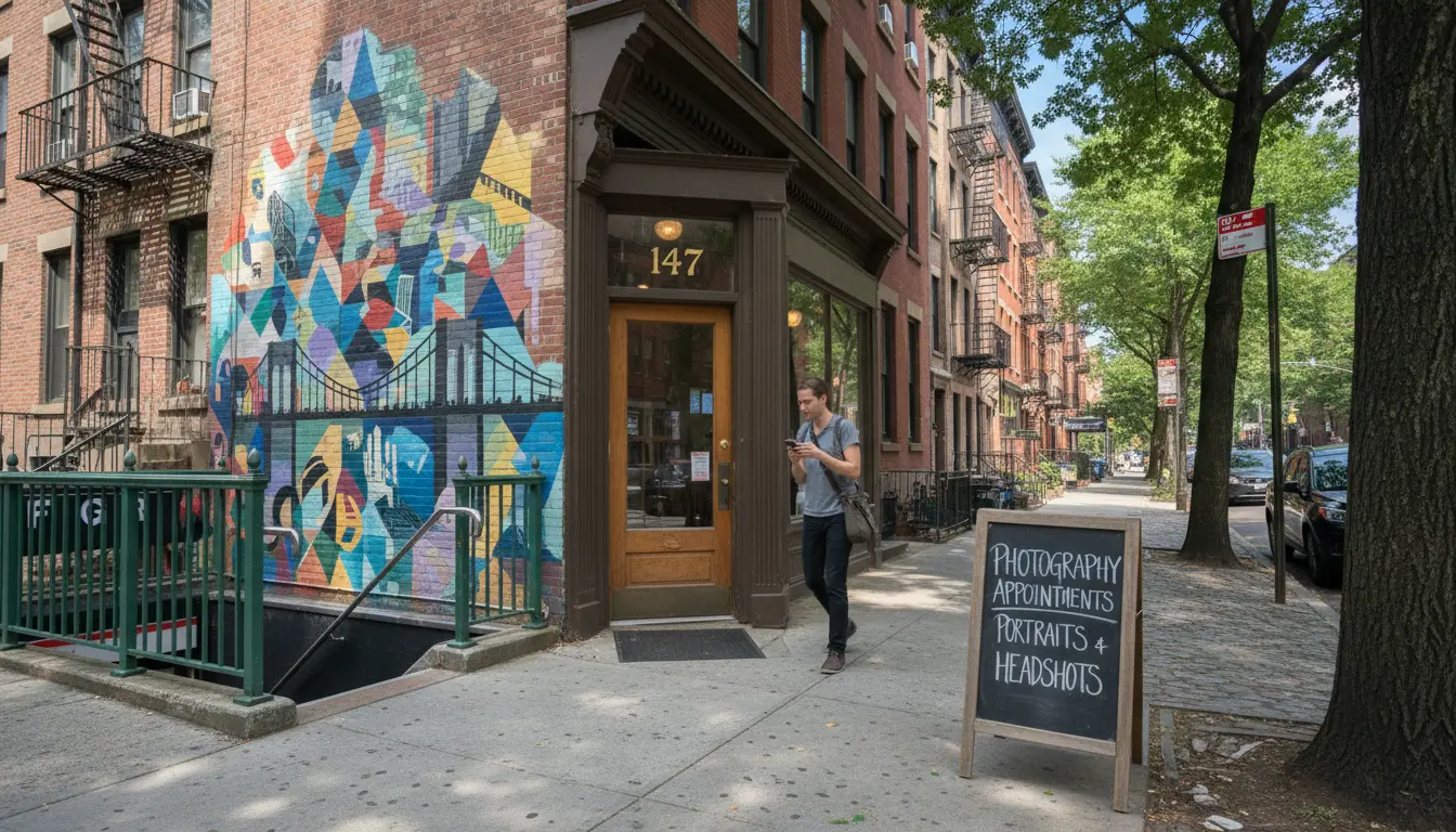 wedding photography Brooklyn NY studio exterior showing neighborhood street