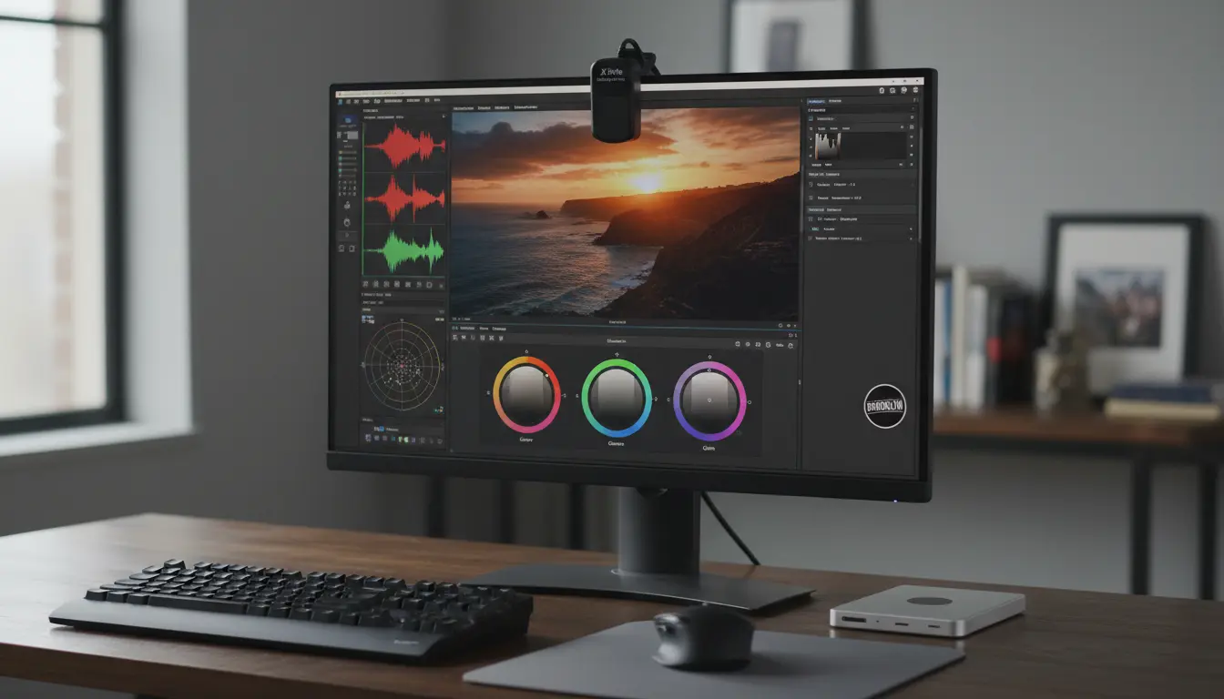 Color correction monitor with scopes and calibration tool, Brooklyn studio