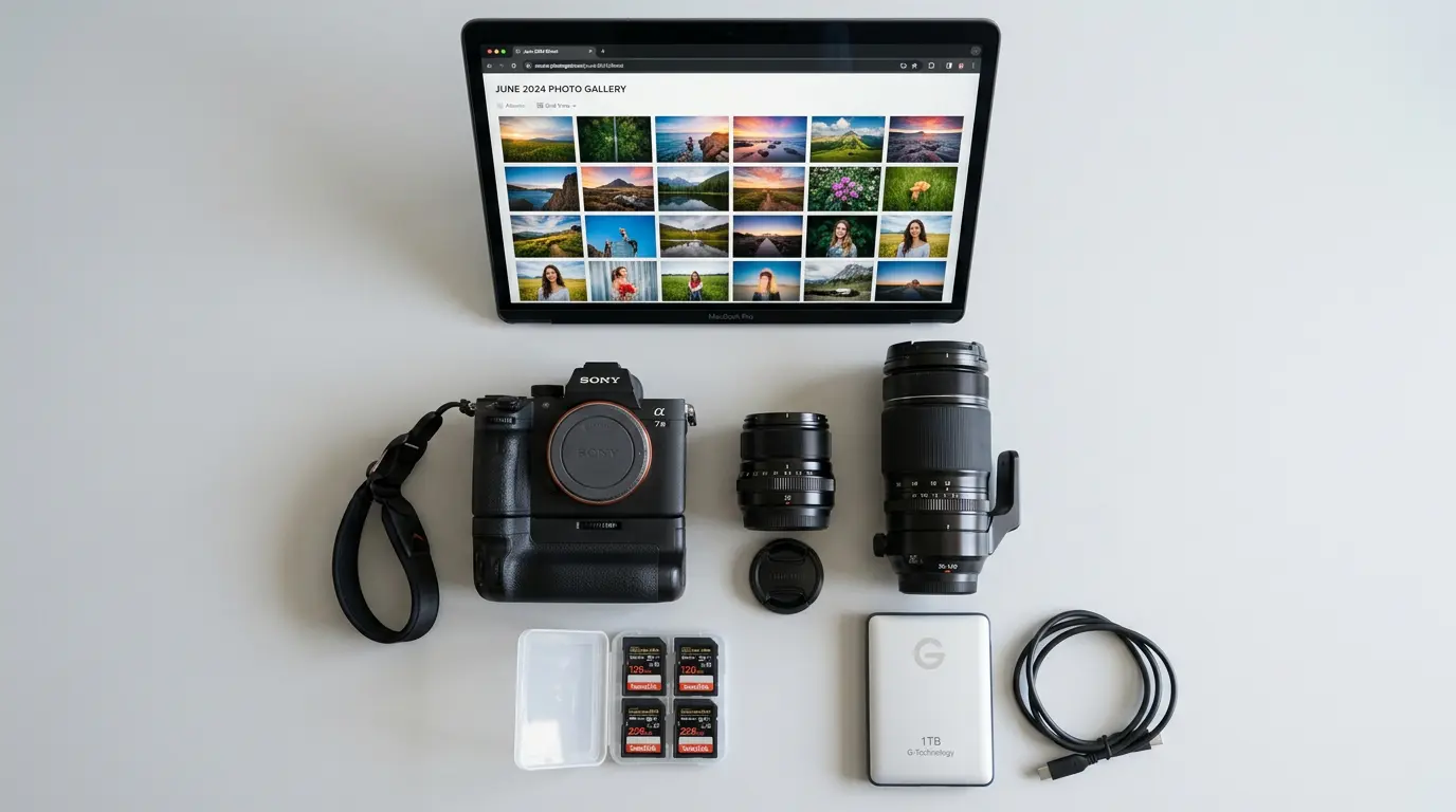 Camera equipment backup storage cards and online delivery setup for Brooklyn wedding rehearsal photography