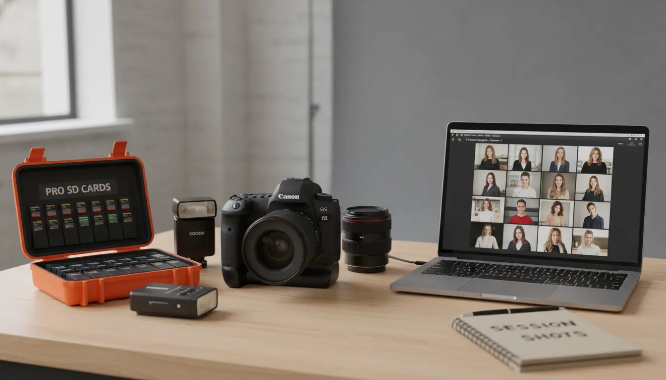 portrait photography equipment Brooklyn studio camera lenses laptop tethered capture