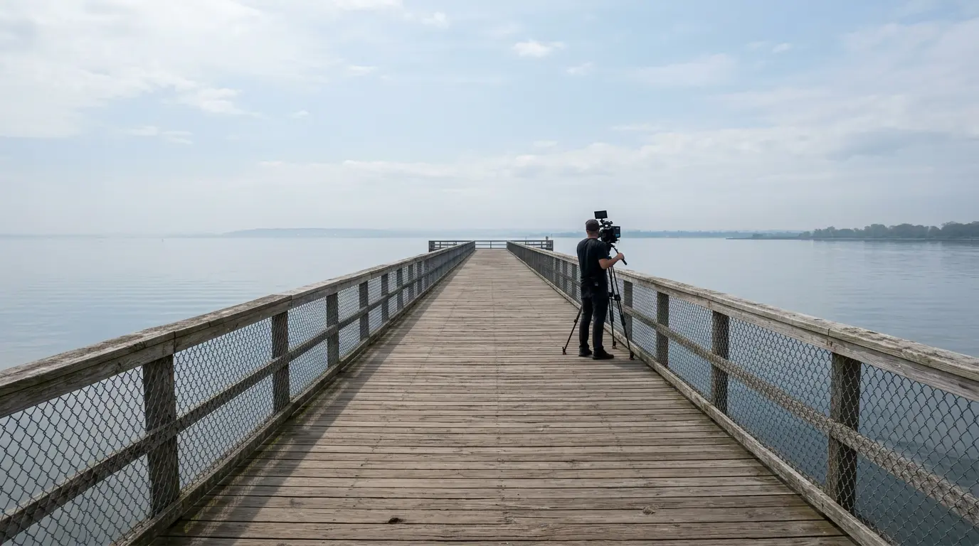 Video production filming at Canarsie Pier Jamaica Bay Brooklyn location shoot