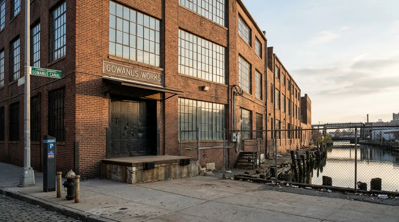 Cinematic wedding videographer Brooklyn filming location converted industrial loft Gowanus Canal Carroll Gardens