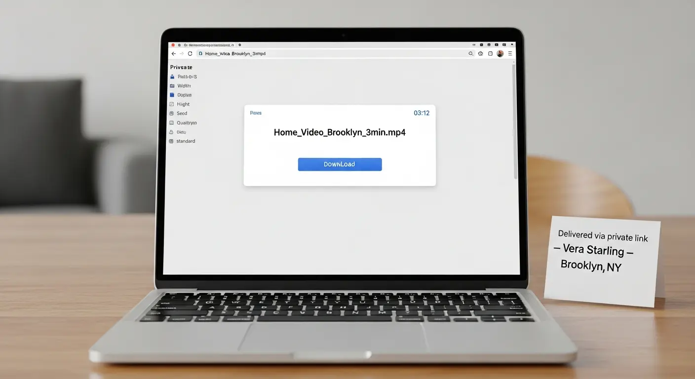 family video production in Brooklyn delivered film file visible on laptop screen