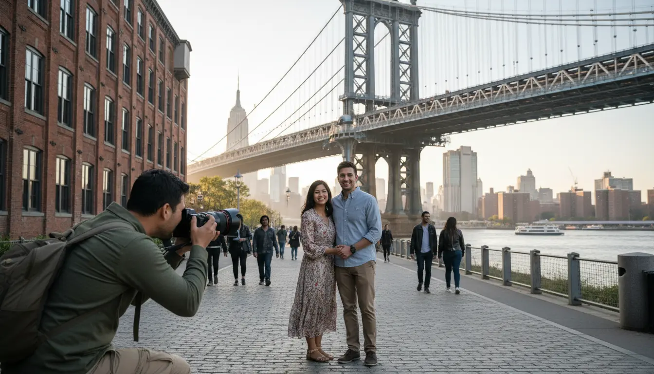 wedding photography Brooklyn NY couple portrait at DUMBO waterfront