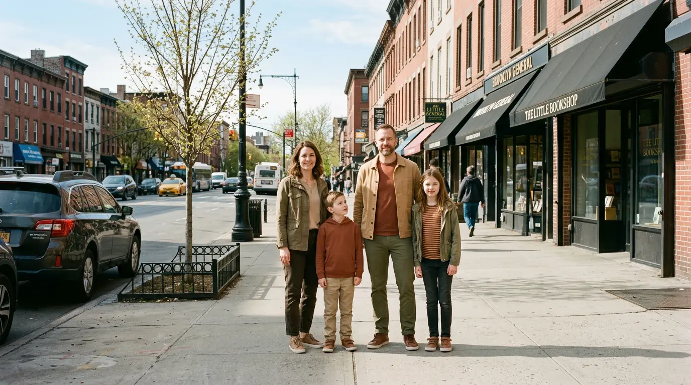 Family photography session on Atlantic Avenue in Boerum Hill Brooklyn