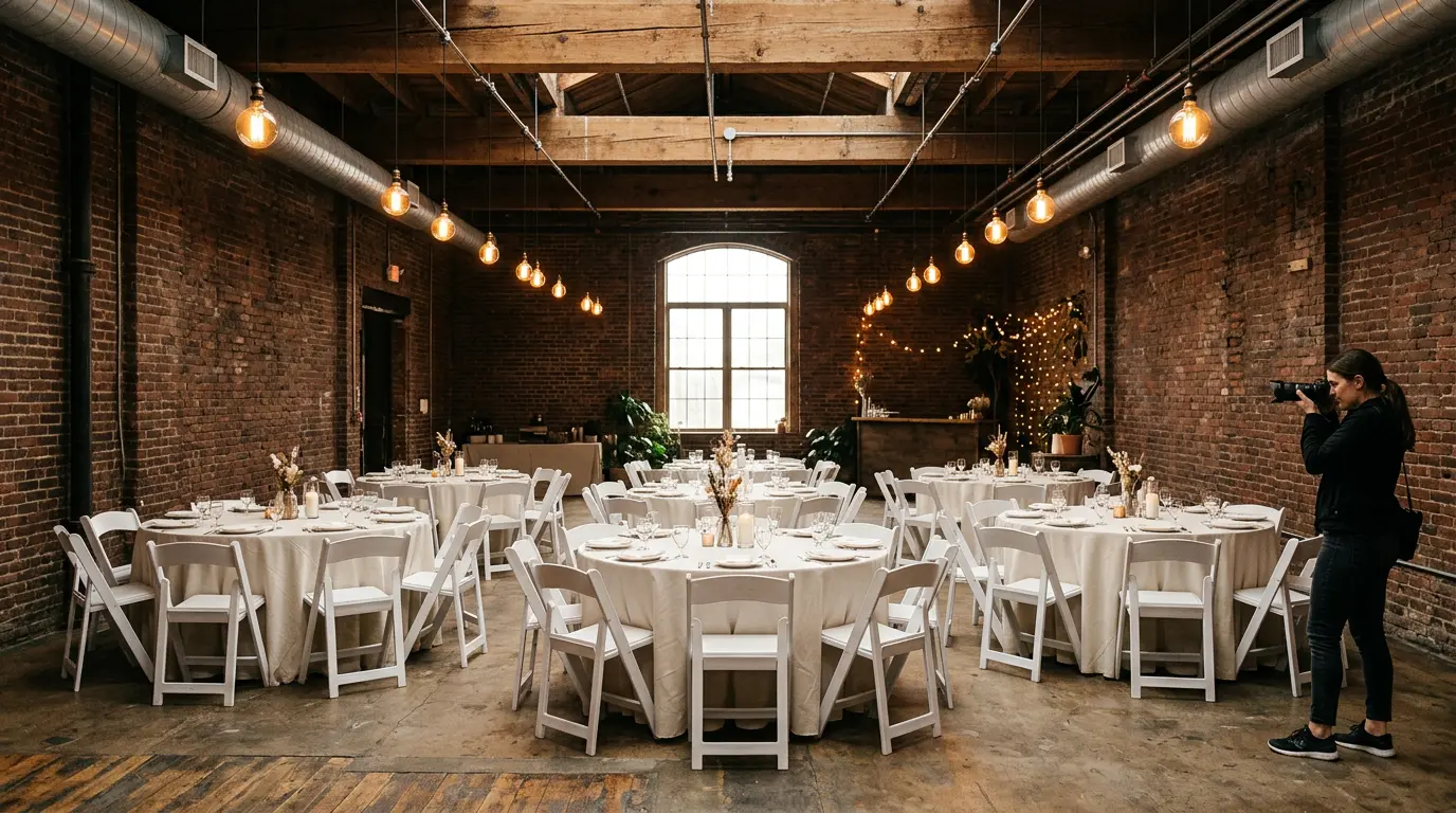 Indoor event photography at Brooklyn exposed brick venue interior