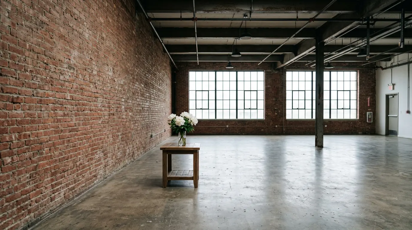 Indoor industrial Brooklyn backup venue for elopement videography rainy day filming location