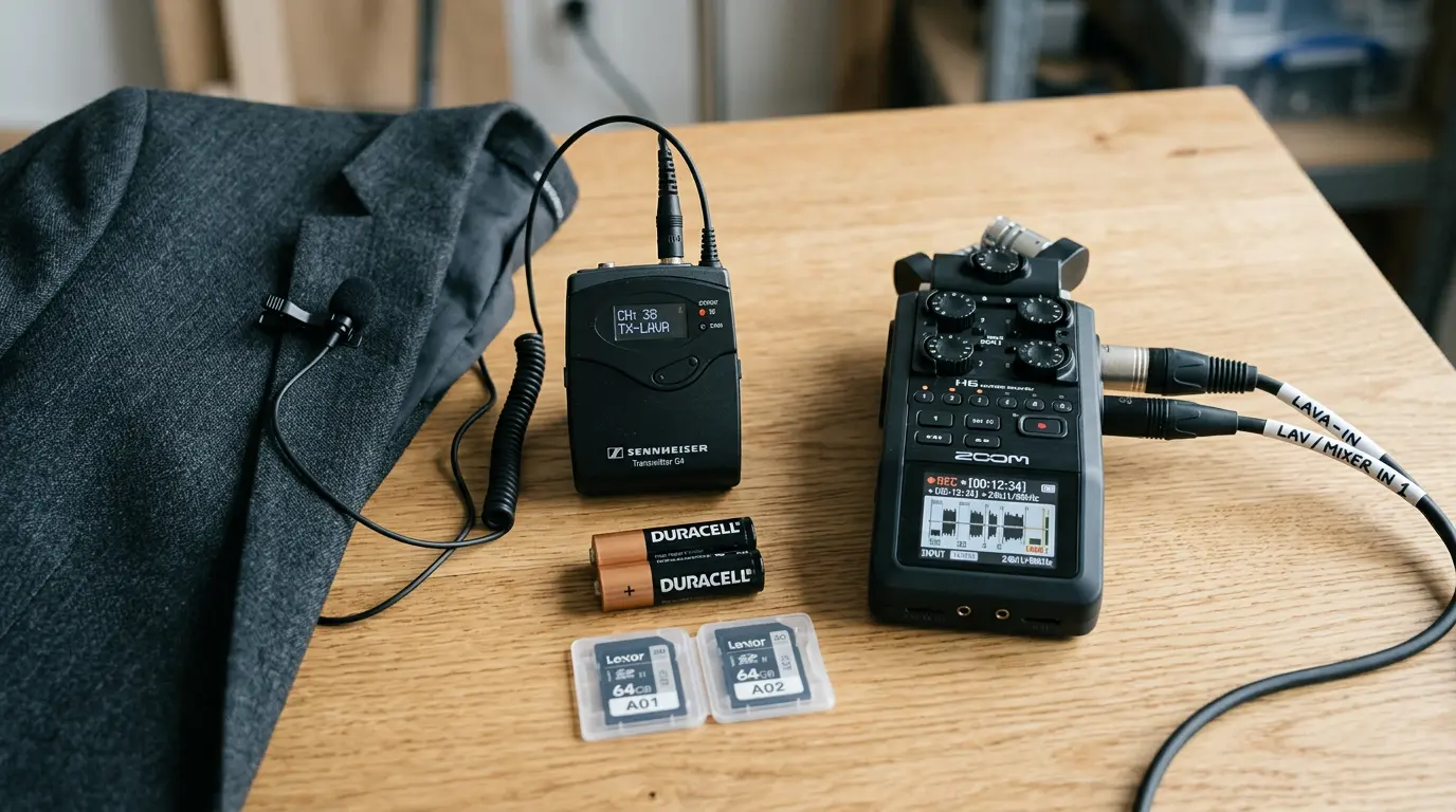 Wedding audio recording lavalier microphone and recorder, Brooklyn wedding videography