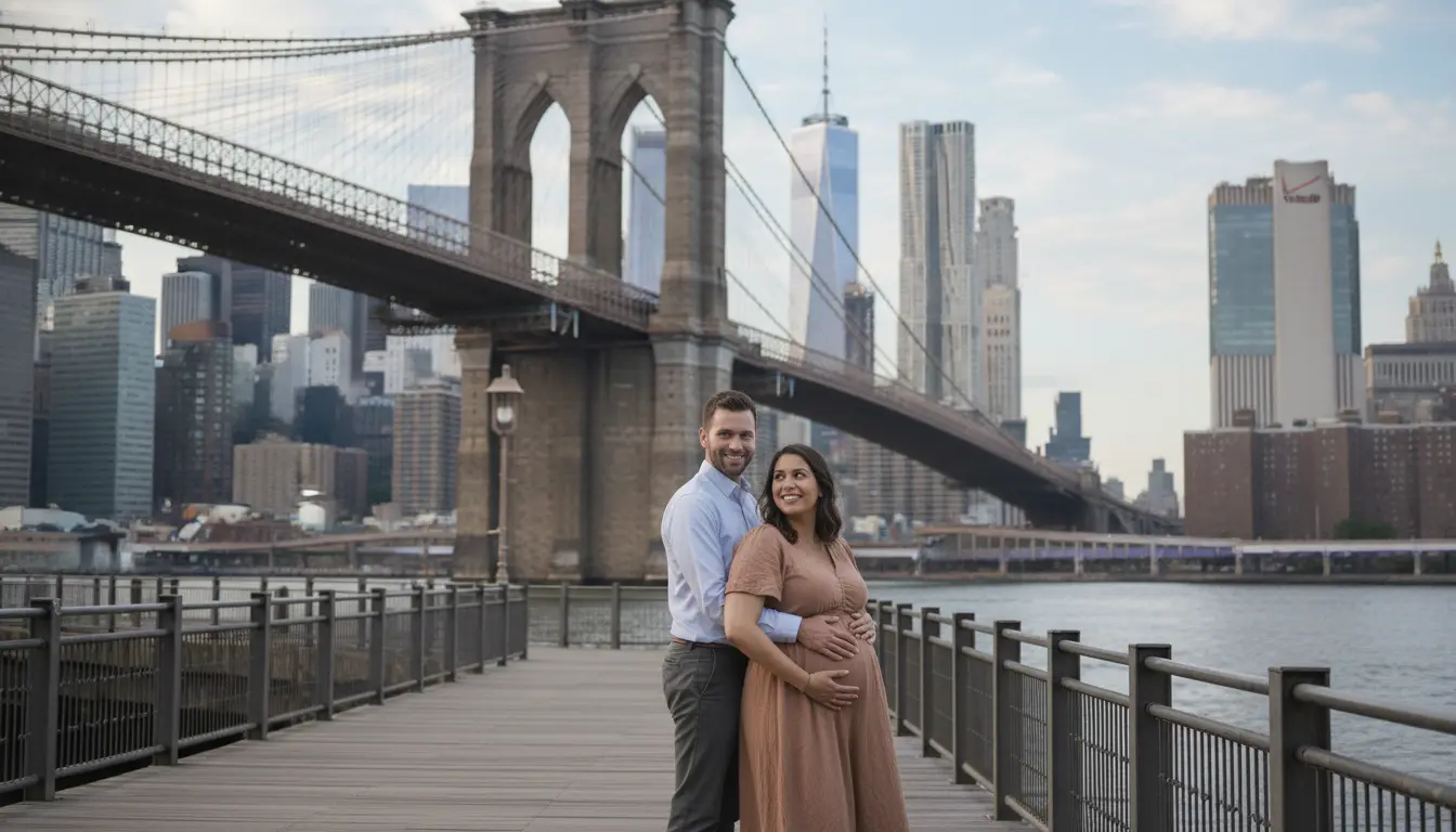 Maternity portrait in Brooklyn Bridge Park for maternity and newborn photography Brooklyn