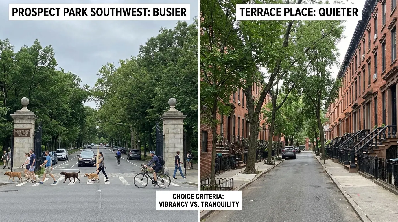 Wedding Photography comparison of park entrance and Terrace Place block, Windsor Terrace