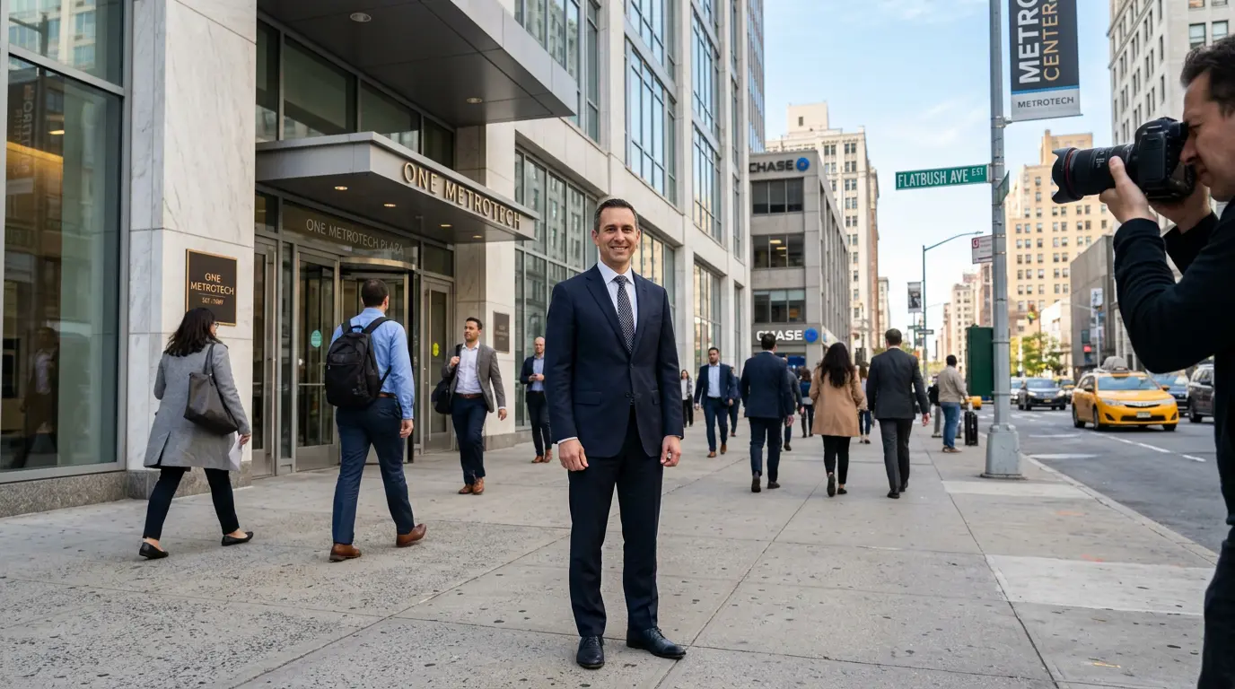 On-location corporate headshots in Downtown Brooklyn commercial district