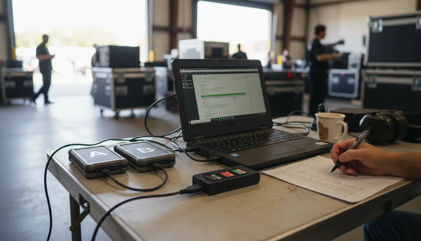 Event video data backup in Brooklyn - copying memory cards to dual SSDs with backup log