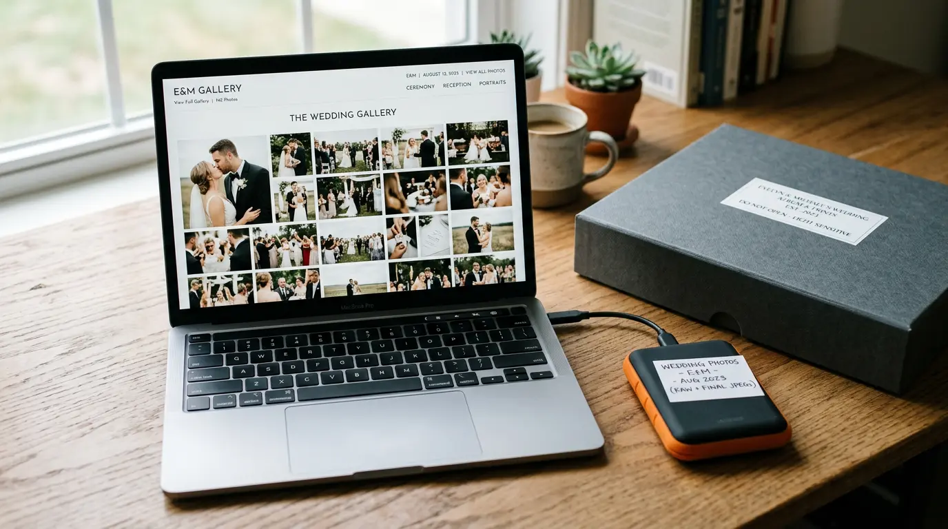 Wedding photo online gallery and hard drive delivery Brooklyn