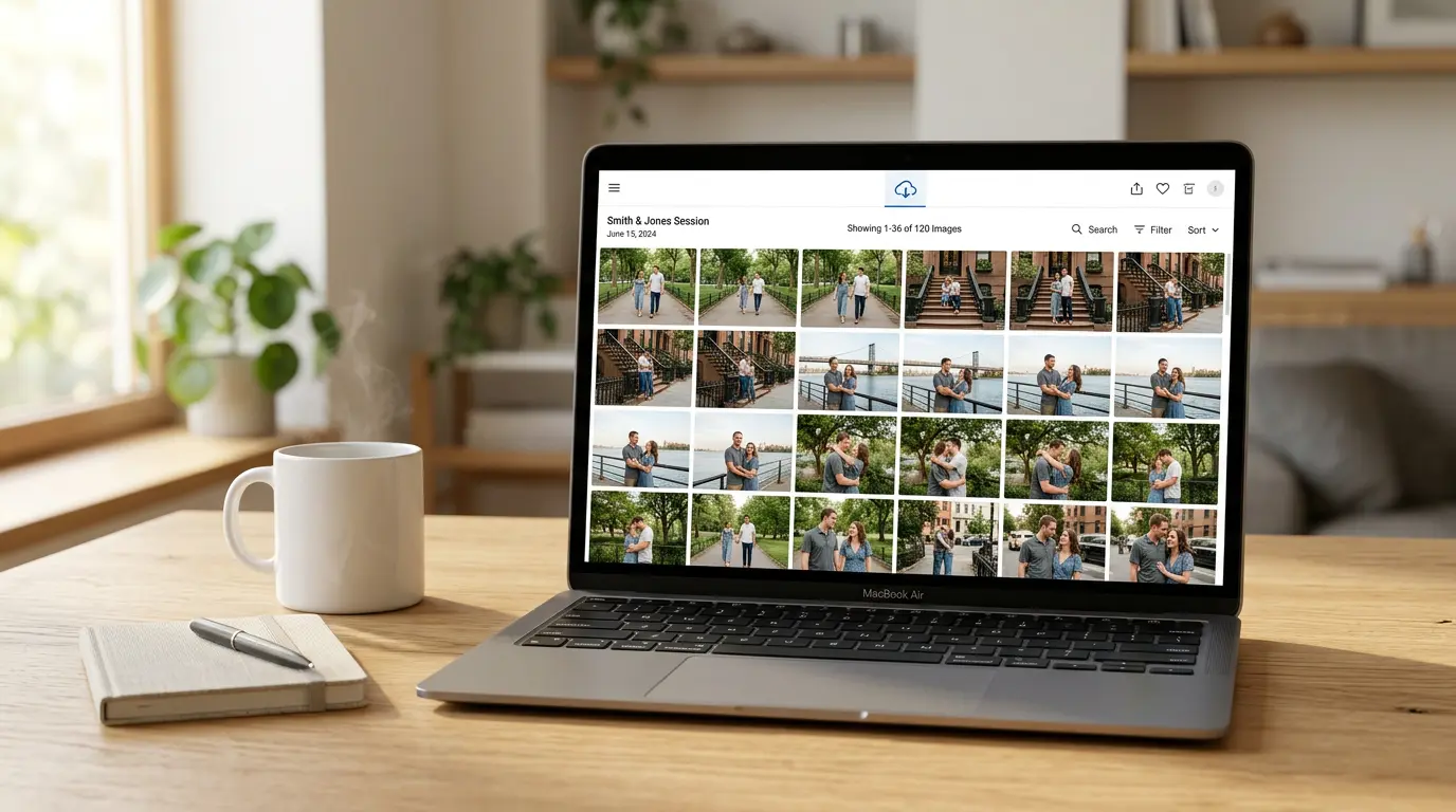 Online photo gallery delivery interface from Brooklyn couples photography session