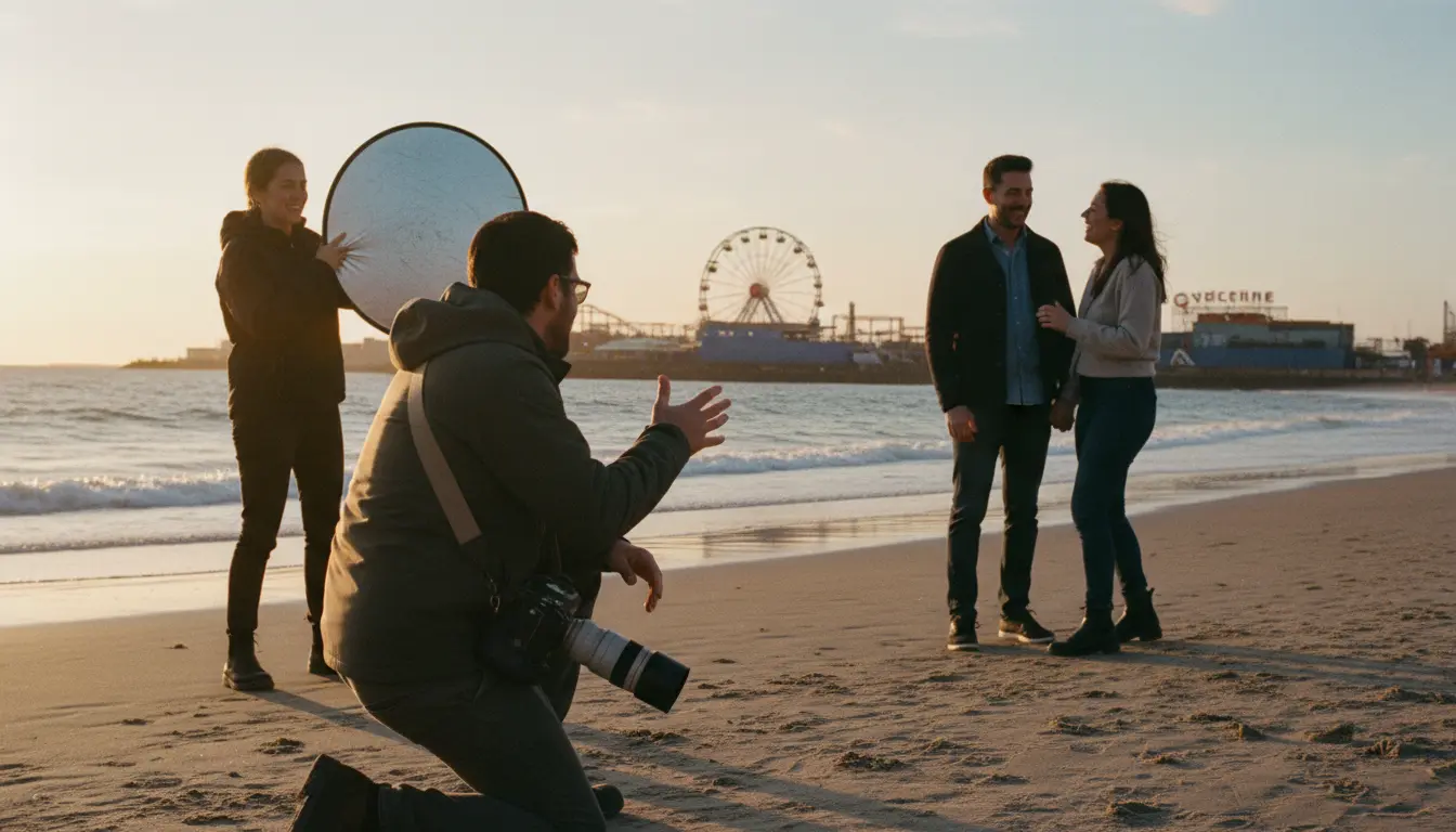 beach wedding photography Brooklyn photographer shooting couple on shoreline at sunset