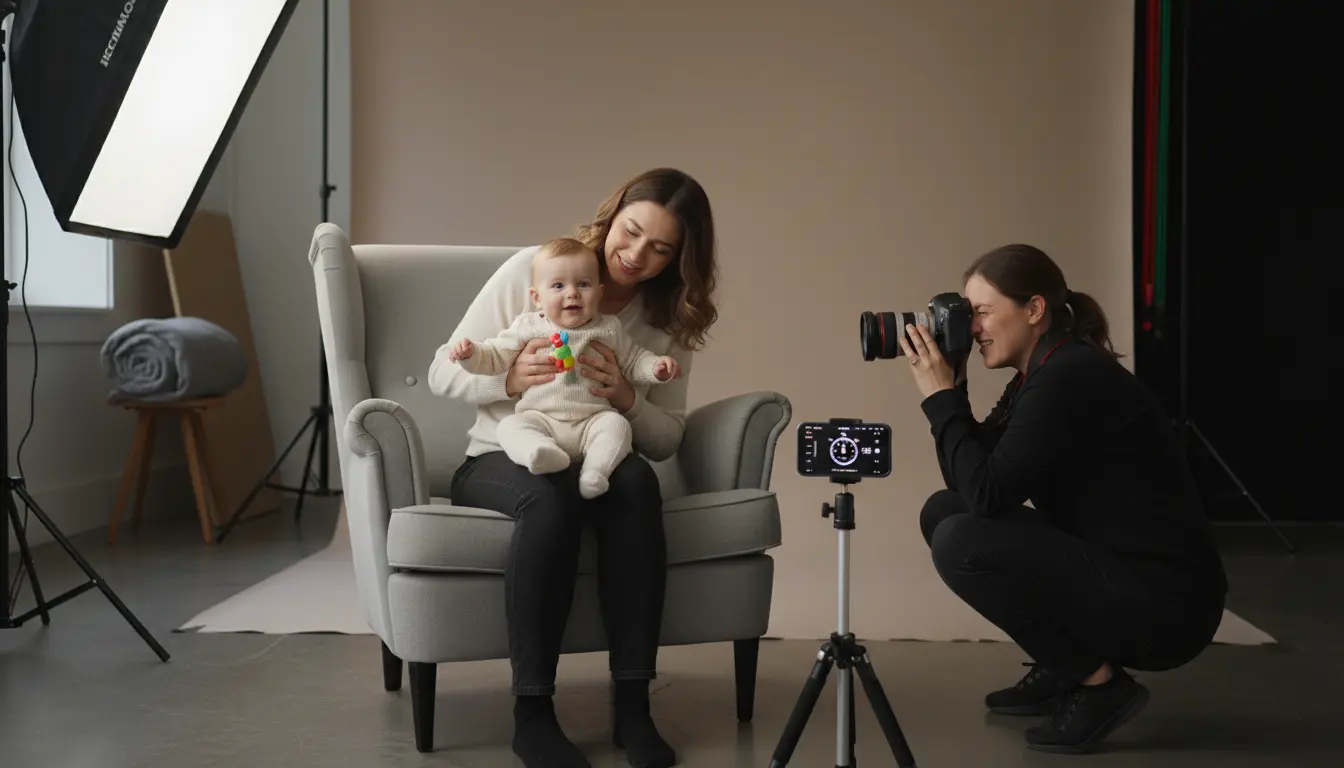 baby portrait session Brooklyn with photographer photographing parents and infant