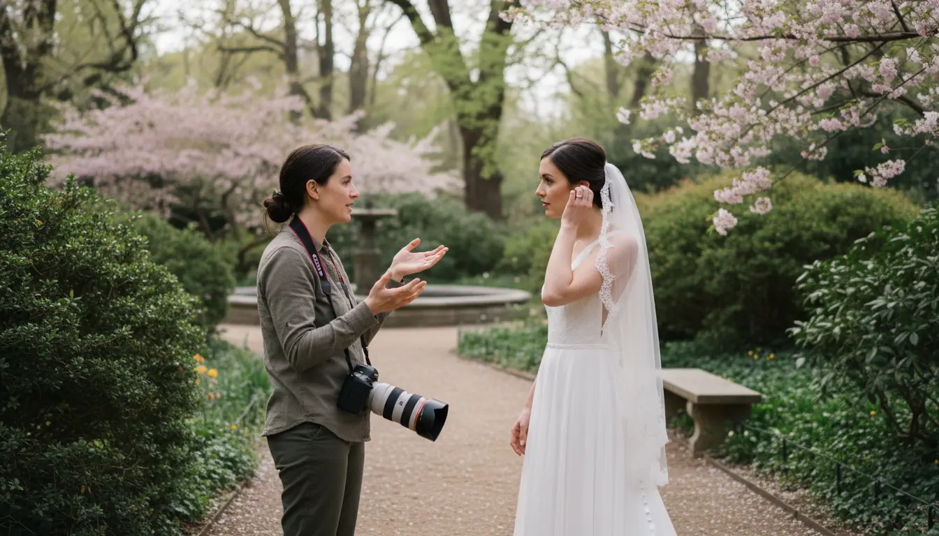 bridal photography Brooklyn photographer photographing bride in Brooklyn Botanic Garden