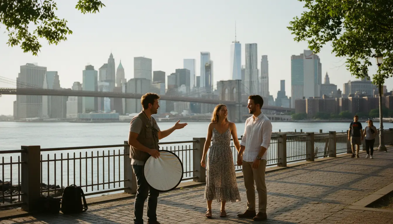 elopement photography Brooklyn Heights photographer directing couple for portrait