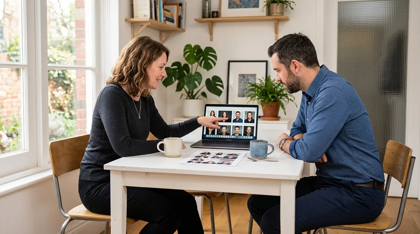 Pre-shoot headshot consultation with portrait photographer in Brooklyn