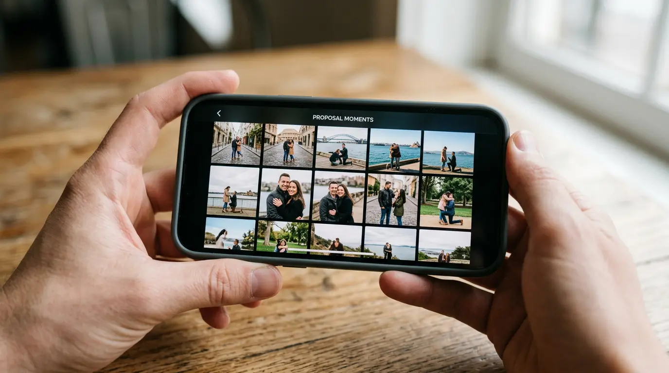 proposal photography online gallery delivery viewed on smartphone Brooklyn wedding photographer