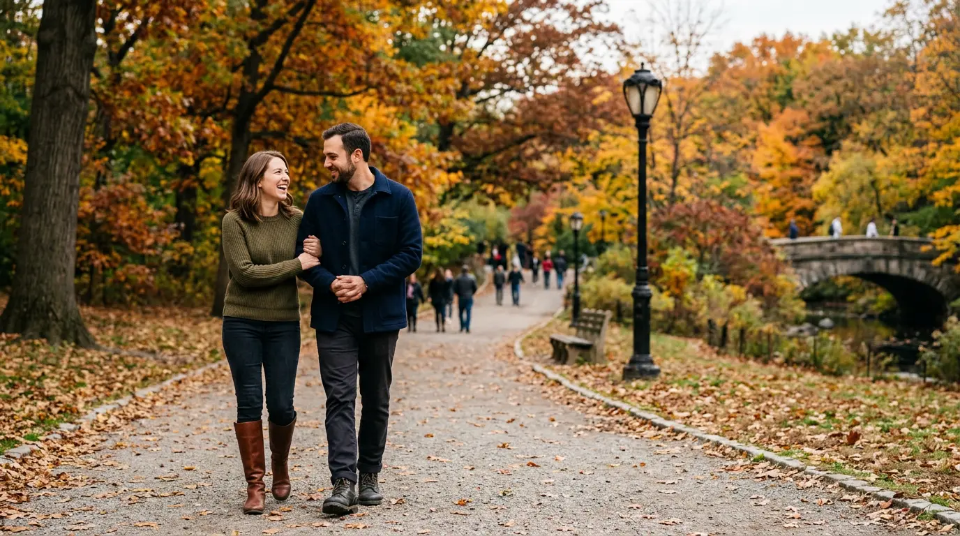 Engagement style wedding portraits Prospect Park Brooklyn foliage