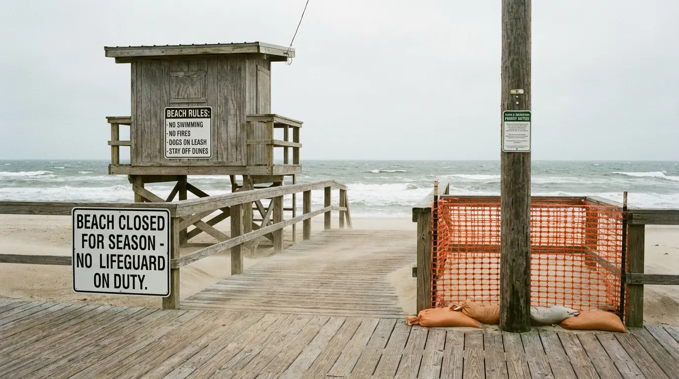 Wedding Photography Coney Island — equipment staging through service alley and sandbag anchoring for beach setups.