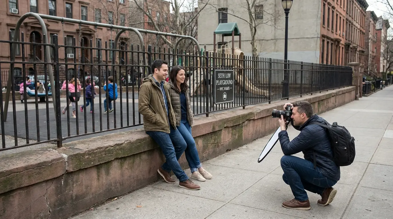 Wedding Photography Bensonhurst — small park perimeter at Seth Low Playground used for a session