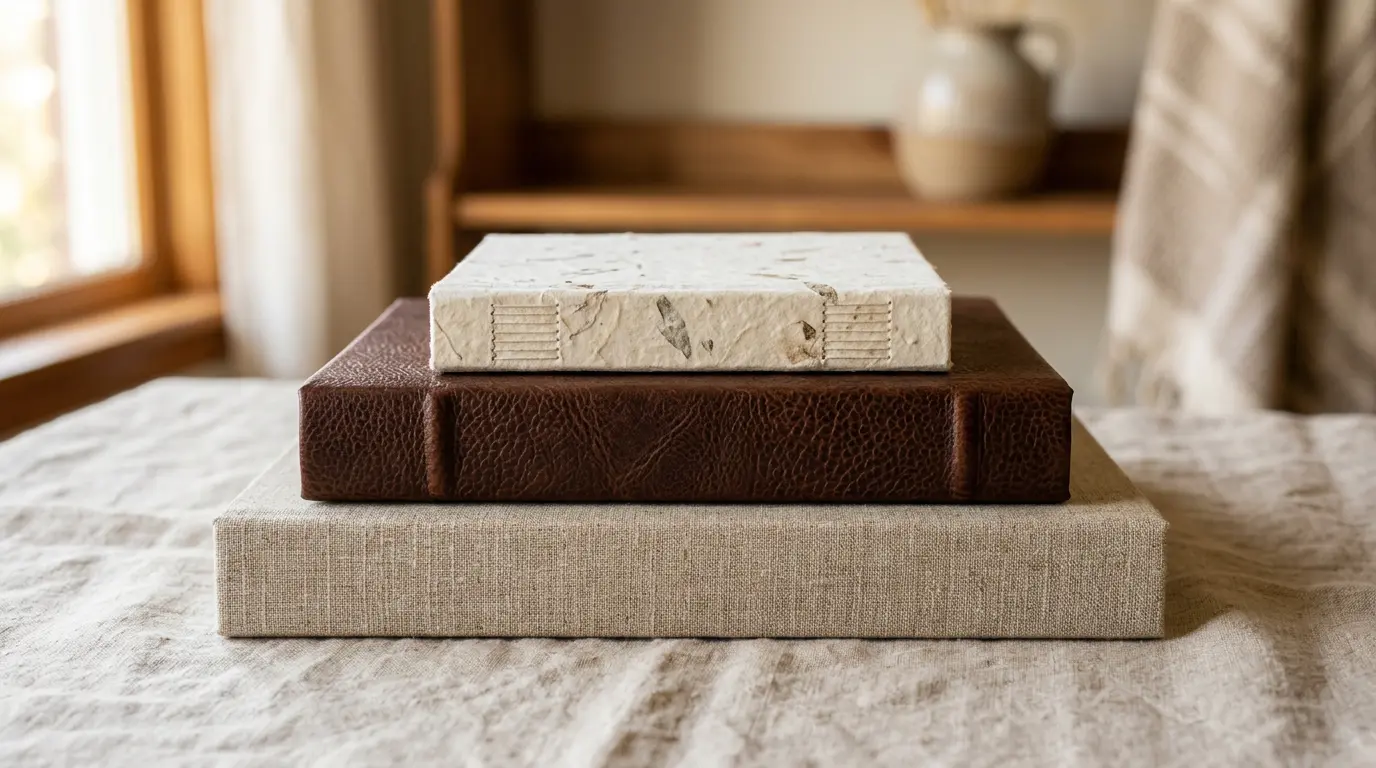 Main and parent wedding albums with varied covers — Brooklyn wedding albums