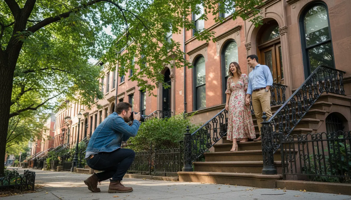 Wedding Photography Fort Greene — couple portrait on brownstone stoop near South Portland Street