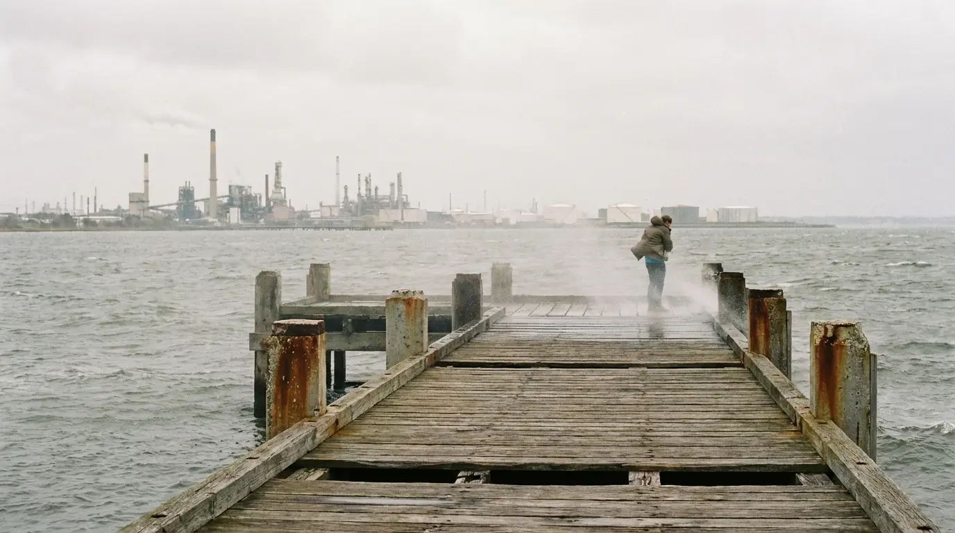 Wedding Photography - typical waterfront portrait with industrial background, Red Hook