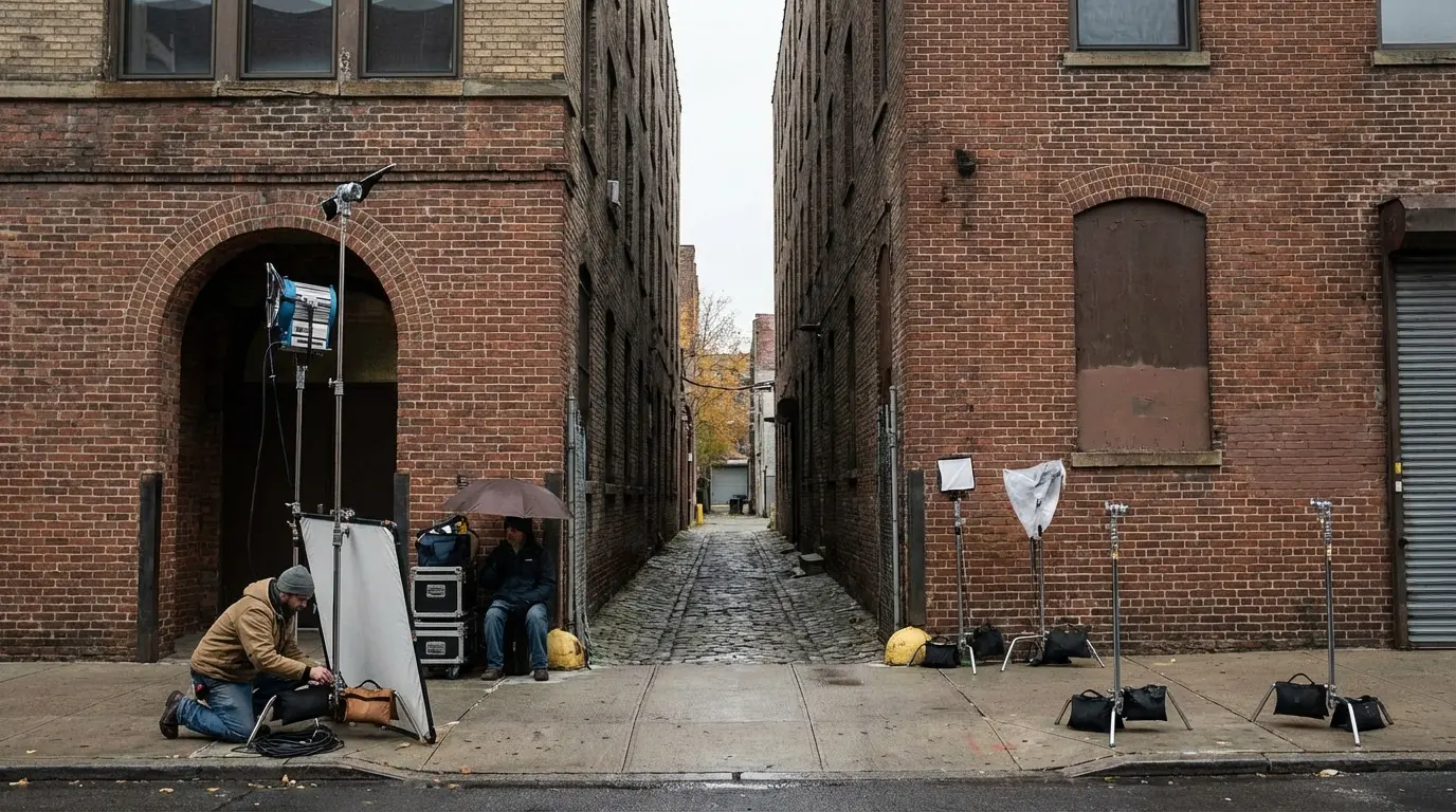 Wedding Photography Clinton Hill — gear anchored in Waverly/Steuben corridor showing wind mitigation and micro-weather shelter